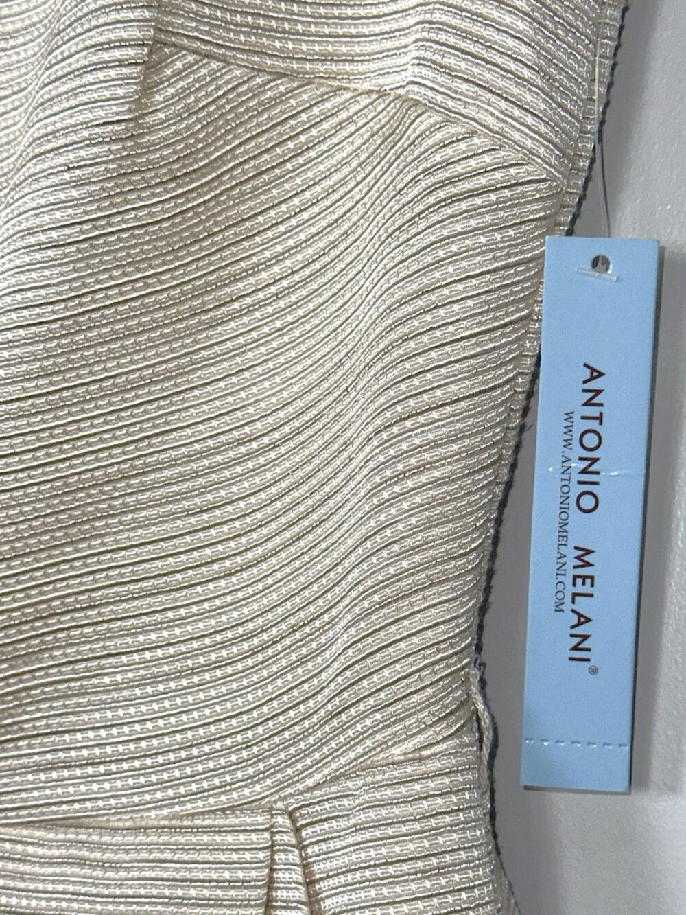 Antonio Melani Elda Textured Ivory Sleeveless Faux Wrap Sheath Pockets Dress 2 - Picture 4 of 8